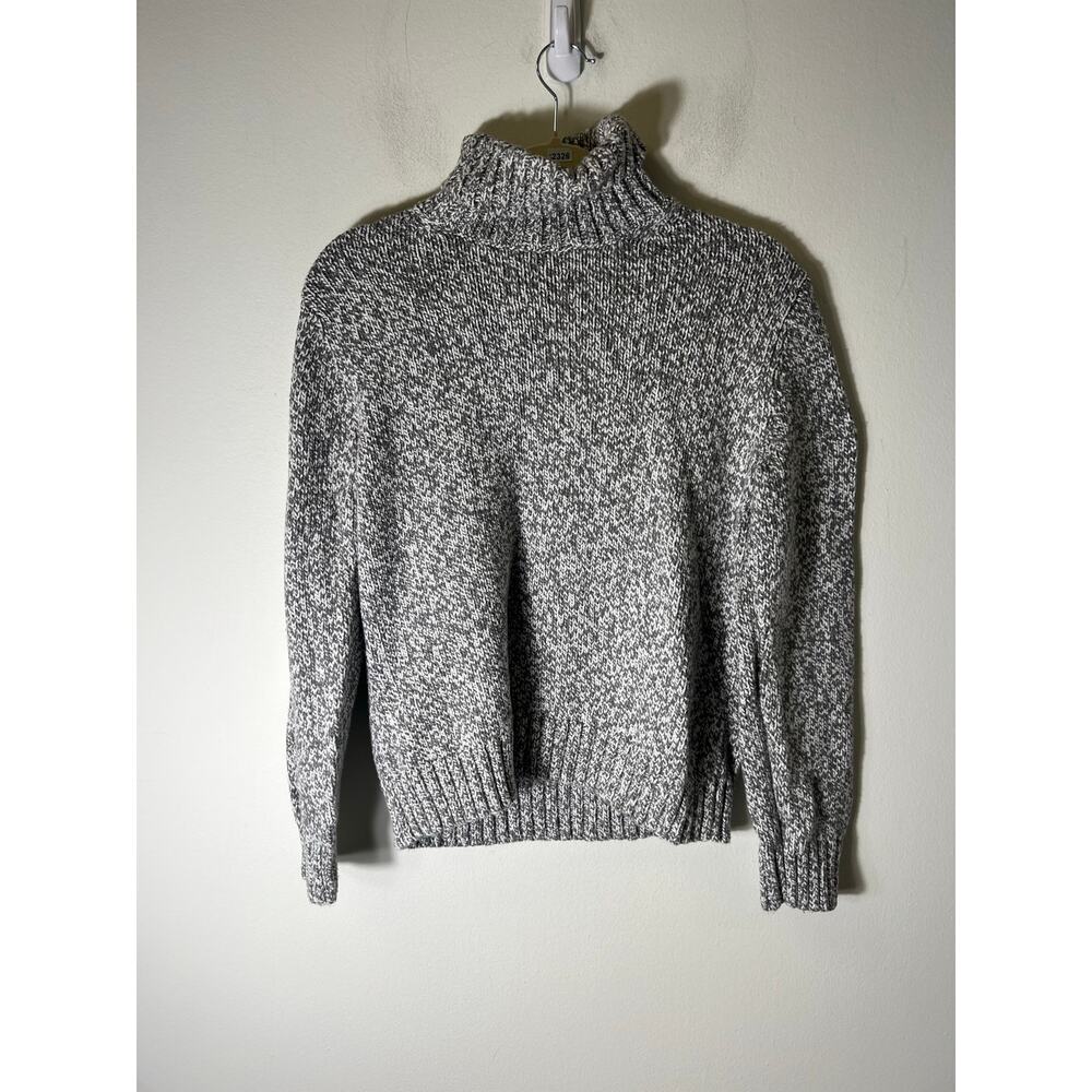 Land's End Gray and White Knit Turtleneck Sweater Sz M